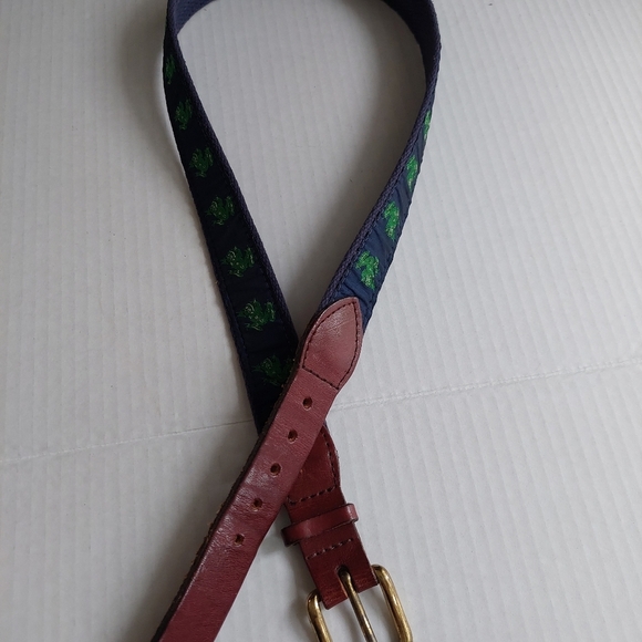 Adorable Frog Belt Leather Canvas Prep sz Women 8-10 - Picture 4 of 6